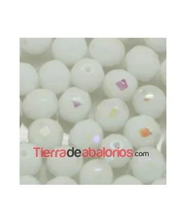 Facetada 8mm Blanco Mate AB Facetada 8mm Blanco Mate AB
