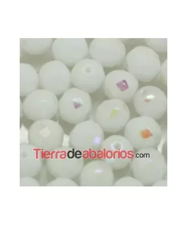 Facetada 8mm Blanco Mate AB Facetada 8mm Blanco Mate AB