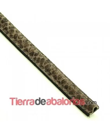 Cuero Media Caña Serpiente 10x5mm Hueco 2mm, Marrón