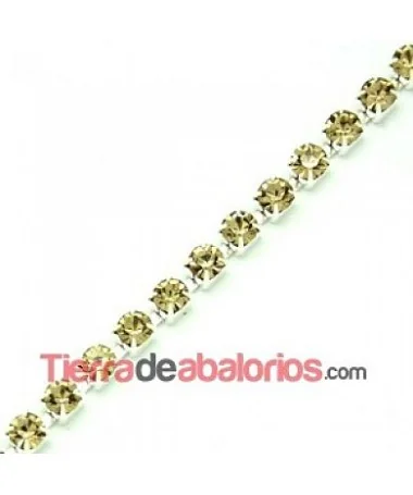 Cadena Plateada con Swarovski SS20 Light Colorado Topaz