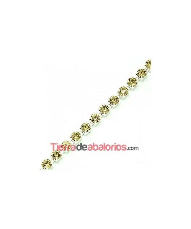 Cadena Plateada con Swarovski SS20 Light Colorado Topaz