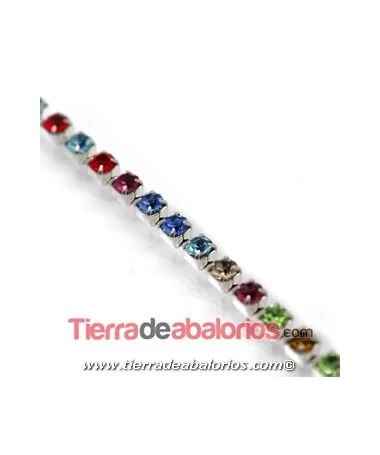 Cadena Plateada con Swarovski SS20 Multicolor Light Cadena Plateada con Swarovski SS20 Multicolor Light