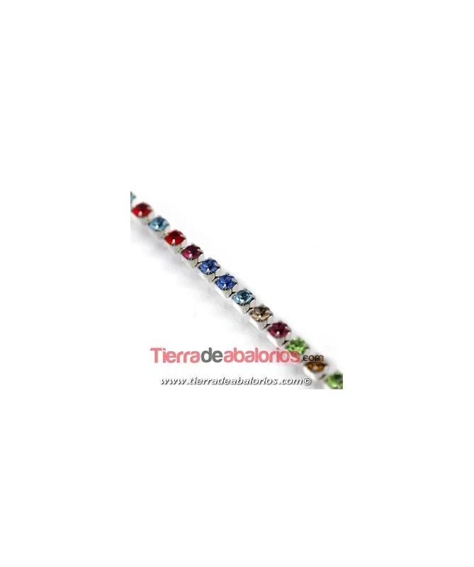 Cadena Plateada con Swarovski SS20 Multicolor Light