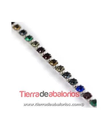 Cadena Plateada con Swarovski SS20 Multicolor Dark Cadena Plateada con Swarovski SS20 Multicolor Dark