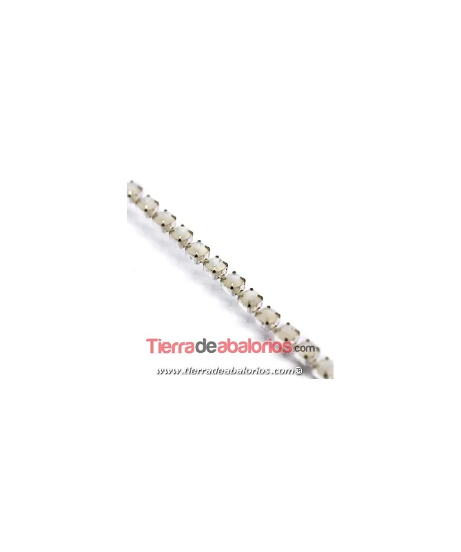 Cadena Plateada con Swarovski SS20 White Opal