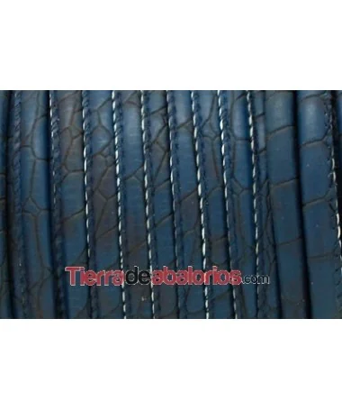 Cuero Imitación Serpiente 6mm con Pespunte Azul Marino