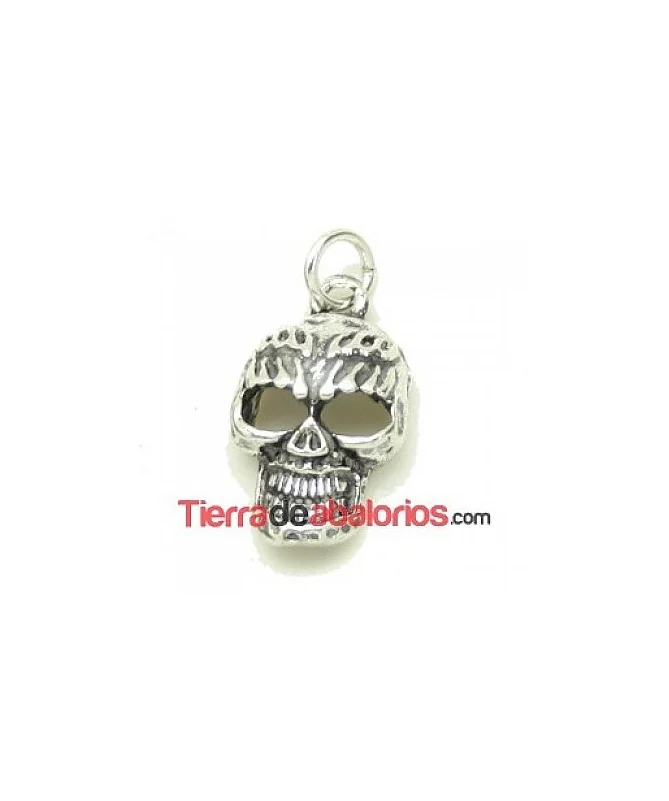 Colgante Calavera 21x13mm con Anilla, Plata de Ley