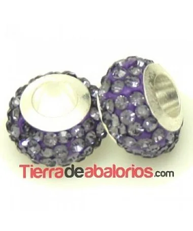 Bola Rondel con Casquilla 12x8mm Agujero 4mm, Tanzanite Bola Rondel con Casquilla 12x8mm Agujero 4mm, Tanzanite