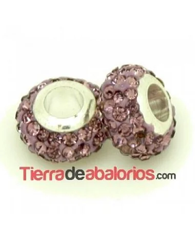 Bola Rondel con Casquilla 12x8mm Agujero 4mm Amatista Claro Bola Rondel con Casquilla 12x8mm Agujero 4mm Amatista Claro