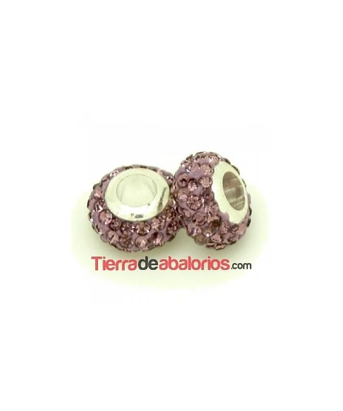 Bola Rondel con Casquilla 12x8mm Agujero 4mm Amatista Claro