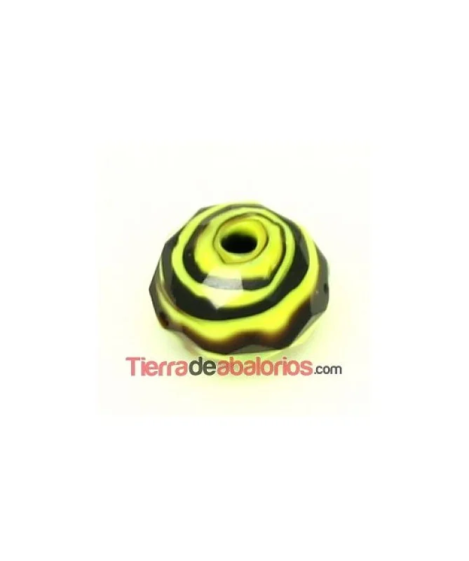 Bola Briolette 12x9mm Agujero 1,5mm Amarillo y Negro