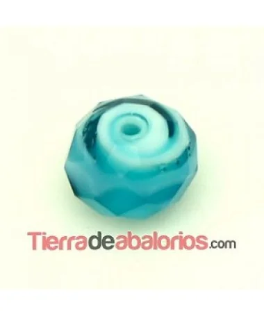 Bola Briolette 12x9mm Agujero 1,5mm Aquamarine y Blanco
