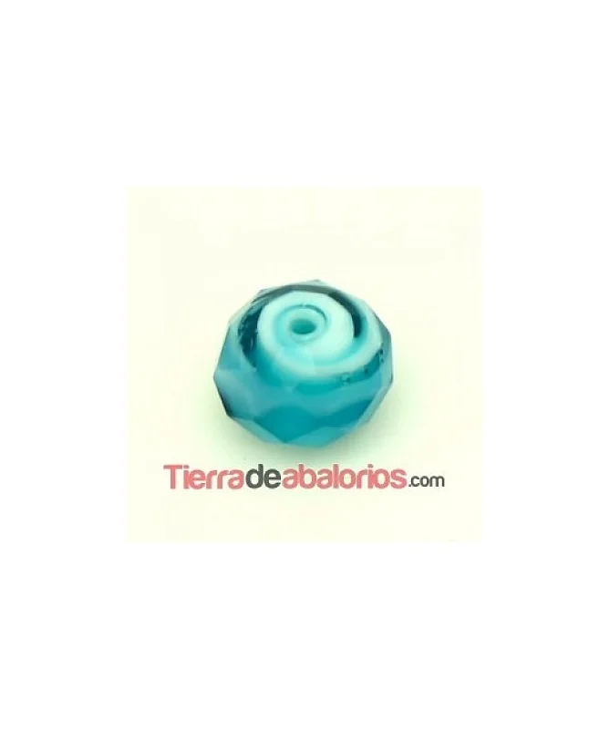 Bola Briolette 12x9mm Agujero 1,5mm Aquamarine y Blanco