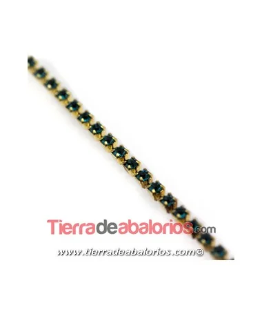 Cadena Dorada con Swarovski SS8 Blue Zircon
