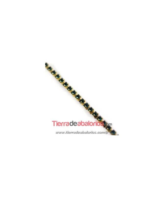 Cadena Dorada con Swarovski SS8 Blue Zircon Cadena Dorada con Swarovski SS8 Blue Zircon