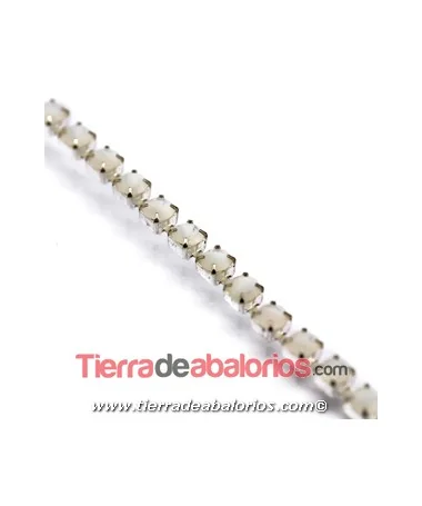 Cadena Plateada con Swarovski SS8 White Opal Cadena Plateada con Swarovski SS8 White Opal