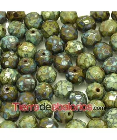 Facetada 8mm Opaque Dark Olivine Picasso