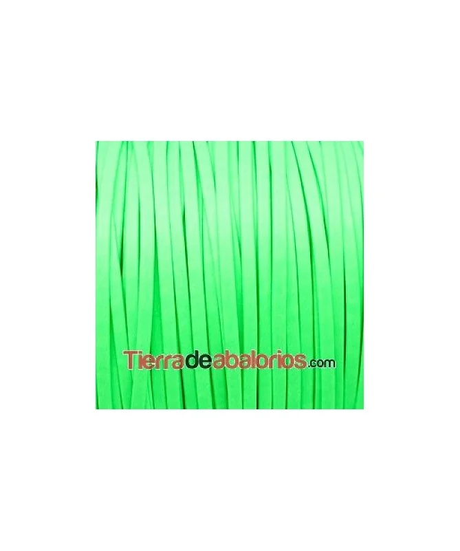 Tira de Piel Doblada 5mm, Verde Flúor (metro) Tira de Piel Doblada 5mm, Verde Flúor (metro)