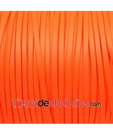 Tira de Cuero Doblada 5mm, Naranja Flúor (metro) Tira de Cuero Doblada 5mm, Naranja Flúor (metro)