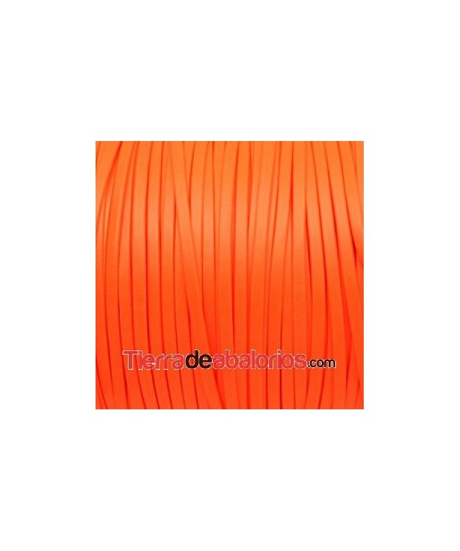 Tira de Cuero Doblada 5mm, Naranja Flúor (metro)