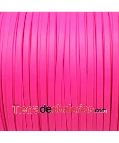 Tira de Cuero Doblada 5mm, Fucsia Flúor (metro) Tira de Cuero Doblada 5mm, Fucsia Flúor (metro)