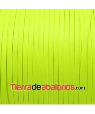 Tira de Cuero Doblada 5mm, Amarillo Flúor (metro)