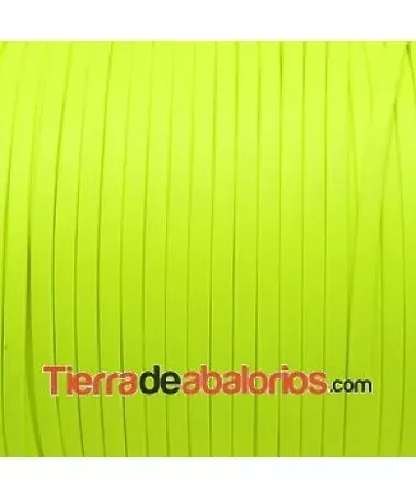 Tira de Cuero Doblada 5mm, Amarillo Flúor (metro) Tira de Cuero Doblada 5mm, Amarillo Flúor (metro)