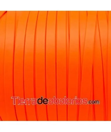Tira de Cuero Doblada 10mm, Naranja Flúor (metro)