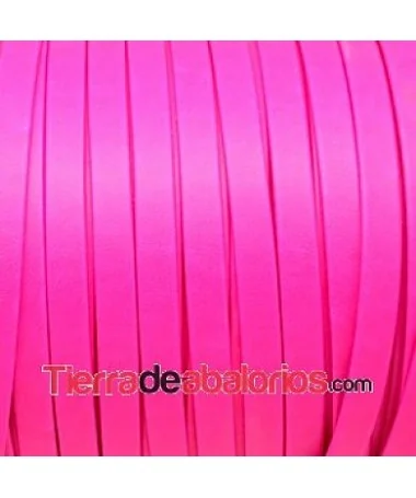 Tira de Cuero Doblada 10mm, Fucsia Flúor (metro)