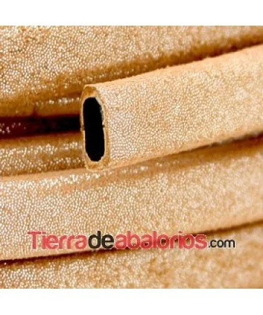 Cordón Forrado Regaliz 10x6mm Camel Purpurina