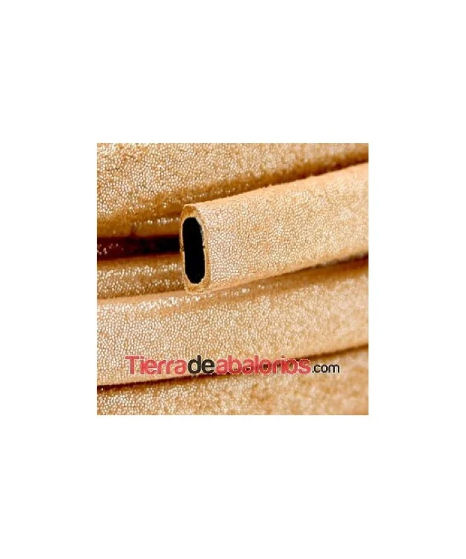Cordón Forrado Regaliz 10x6mm Camel Purpurina