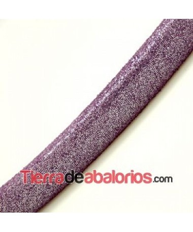 Cordón Forrado Regaliz 10x6mm Violeta Purpurina (20cm)