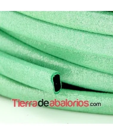Cordón Forrado Regaliz 10x6mm Verde Menta Purpurina