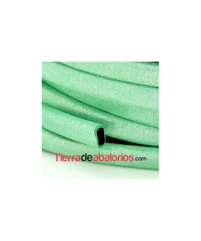 Cordón Forrado Regaliz 10x6mm Verde Menta Purpurina