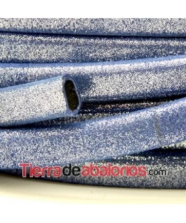 Cordón Forrado Regaliz 10x6mm Azul Jean Purpurina