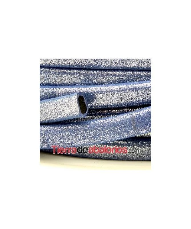 Cordón Forrado Regaliz 10x6mm Azul Jean Purpurina