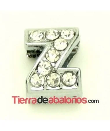 Entrepieza Letra Z con Strass 10x8mm, Agujero 8x3mm Entrepieza Letra Z con Strass 10x8mm, Agujero 8x3mm