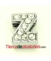 Entrepieza Letra Z con Strass 10x8mm, Agujero 8x3mm
