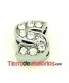 Entrepieza Letra S con Strass 10x8mm, Agujero 8x3mm