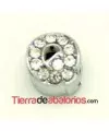 Entrepieza Letra Q con Strass 10x8mm, Agujero 8x3mm