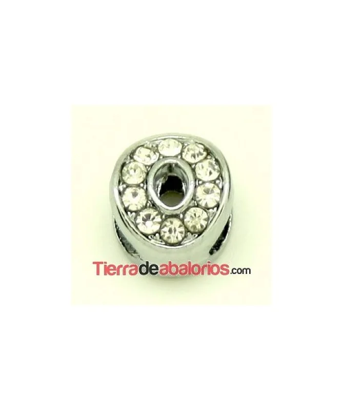 Entrepieza Letra O con Strass 10x8mm, Agujero 8x3mm