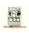 Entrepieza Letra I con Strass 10x8mm, Agujero 8x3mm