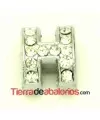 Entrepieza Letra H con Strass 10x8mm, Agujero 8x3mm