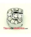 Entrepieza Letra G con Strass 10x8mm, Agujero 8x3mm