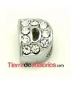 Entrepieza Letra D con Strass 10x8mm, Agujero 8x3mm
