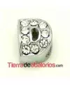 Entrepieza Letra D con Strass 10x8mm, Agujero 8x3mm