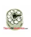 Entrepieza Letra C con Strass 10x8mm, Agujero 8x3mm