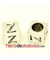 Entrepieza Cubo Letra Z 7x7mm, Agujero 4,6mm, Plateado