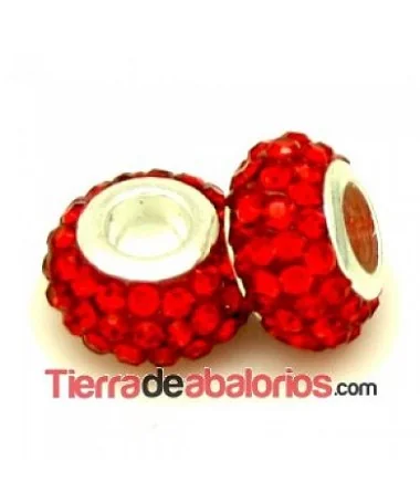 Bola Rondel con Casquilla 12x8mm Agujero 4mm Rojo Bola Rondel con Casquilla 12x8mm Agujero 4mm Rojo