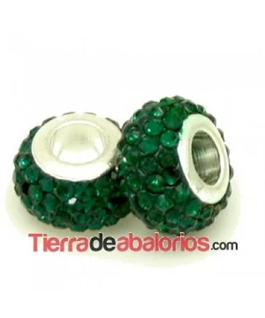 Bola Rondel con Casquilla 12x8mm Agujero 4mm Esmeralda